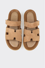 Taupe Leather Men's Casual Mule