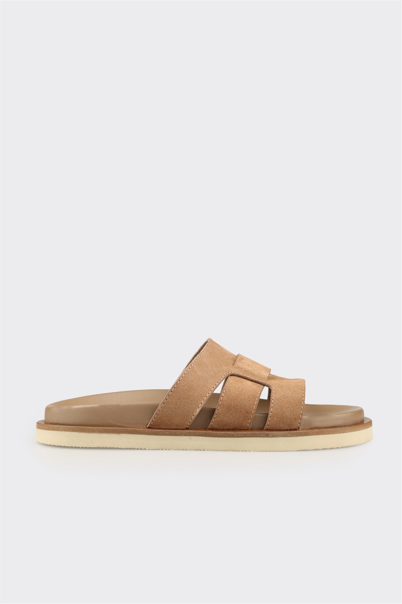 Taupe Leather Men's Mule