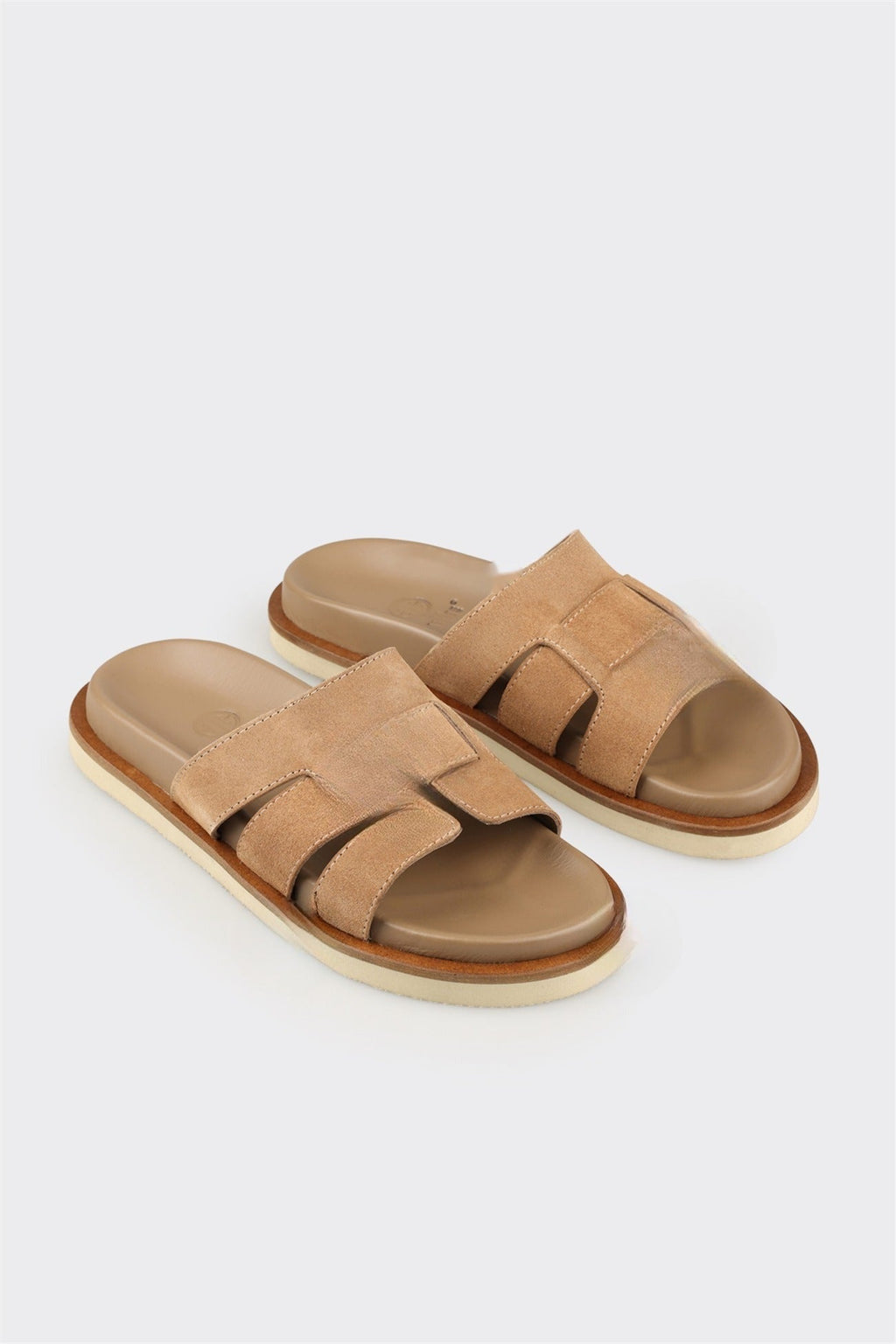 Taupe Leather Men's Mule
