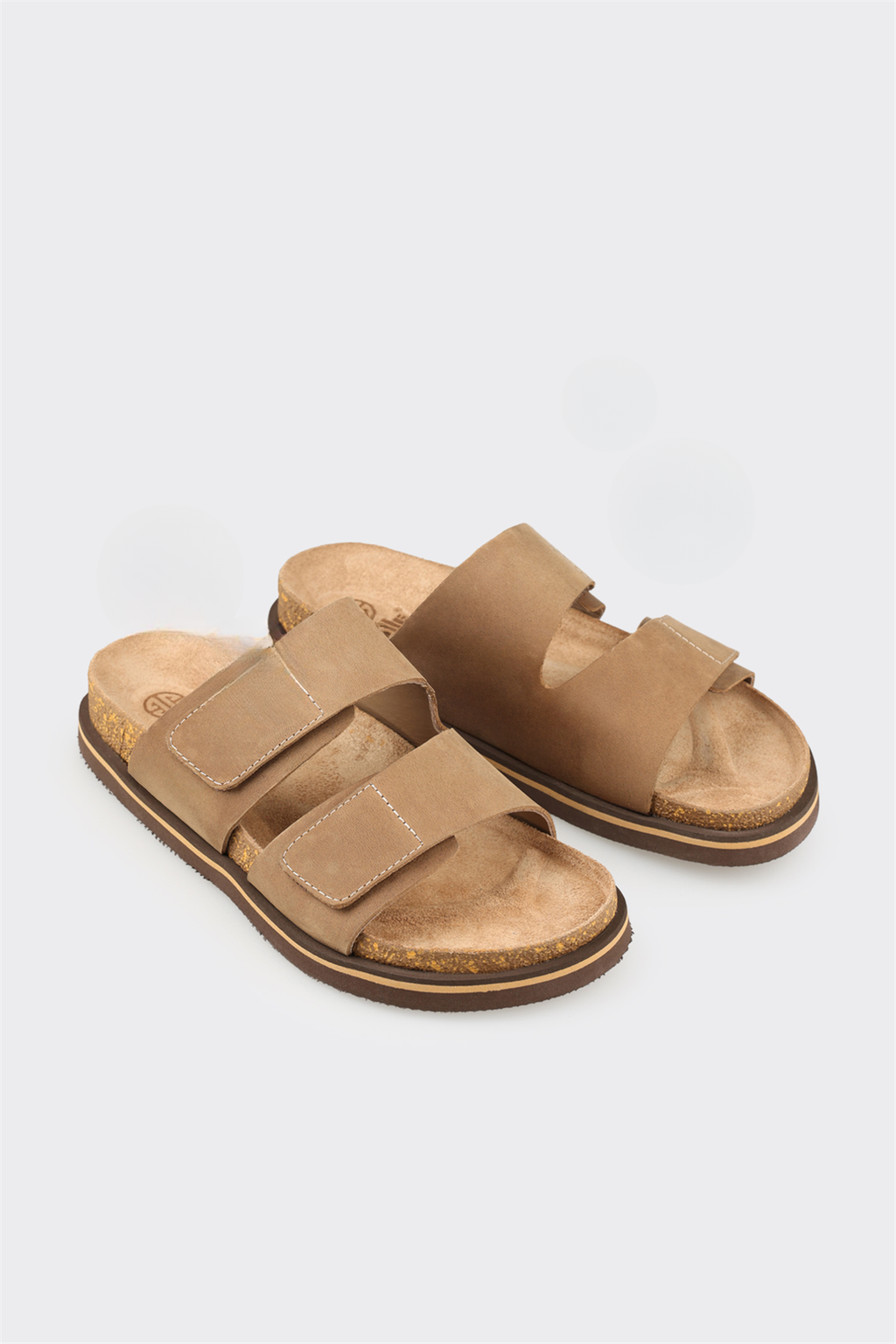 Taupe Leather Men's Mule
