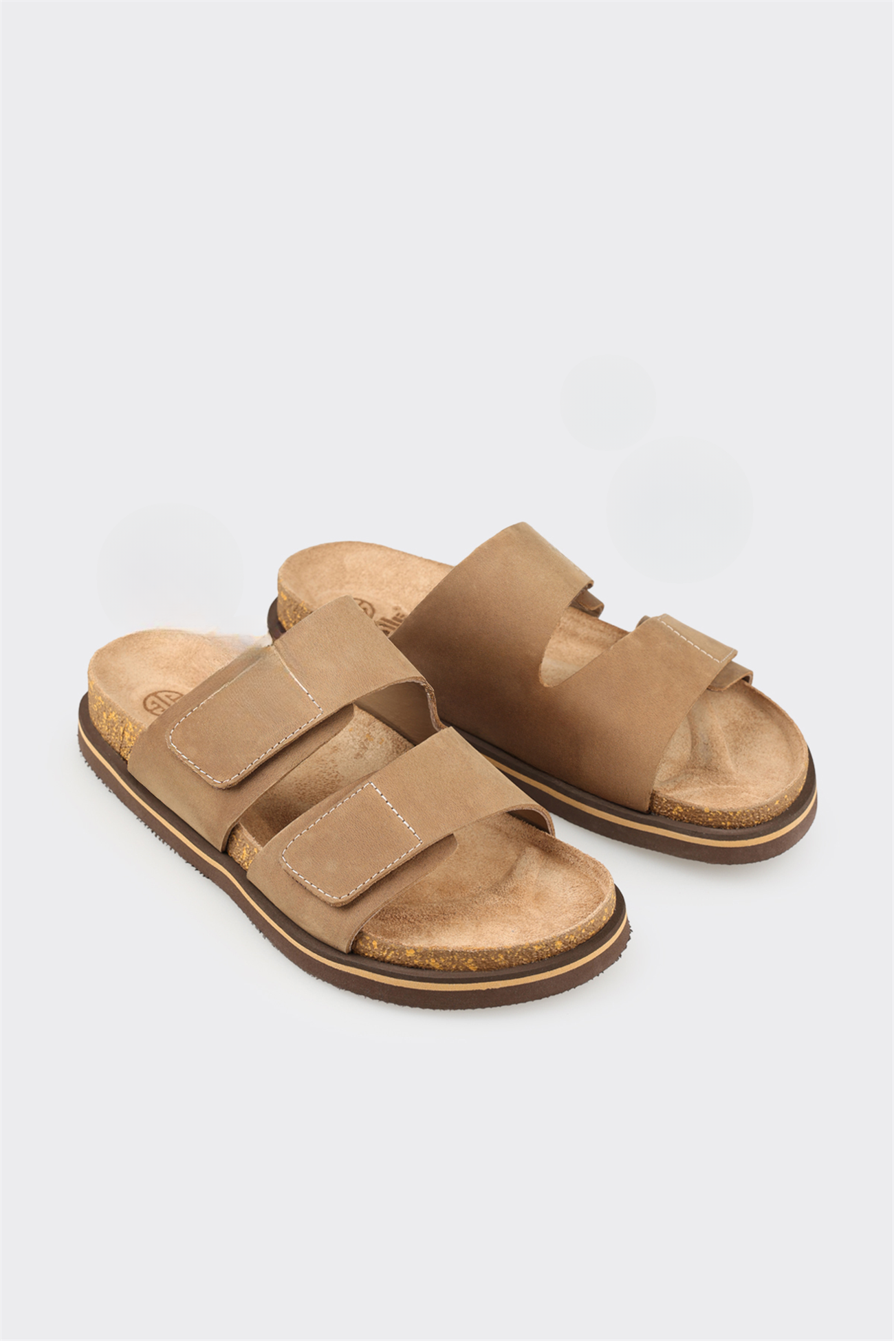 Taupe Leather Men's Mule