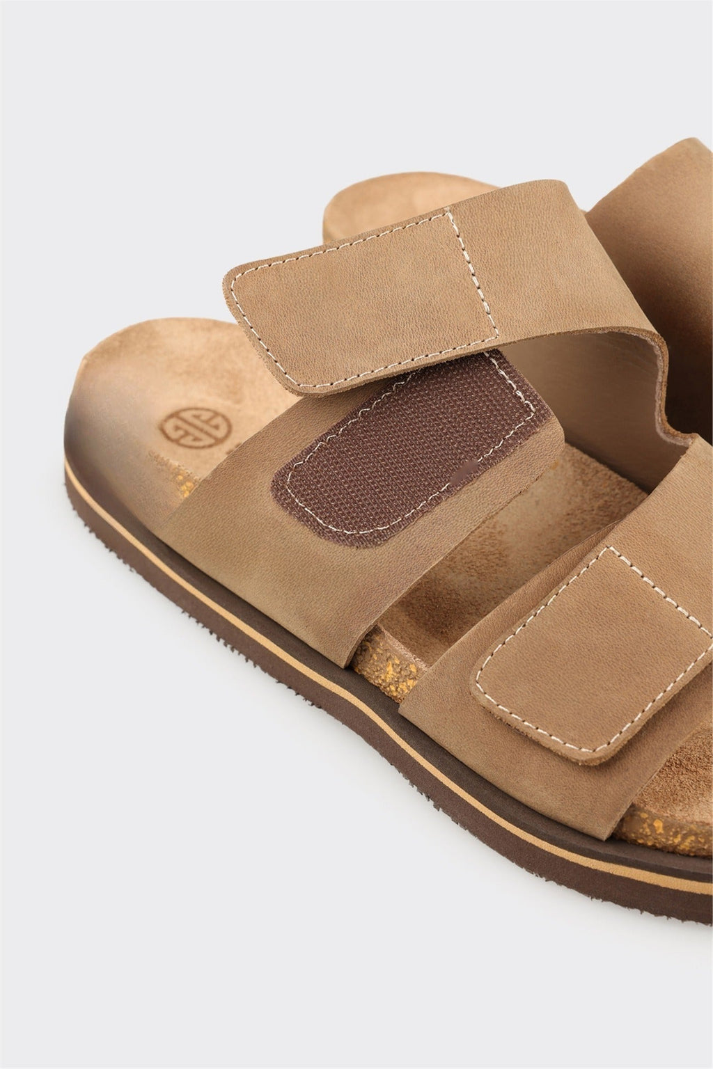 Taupe Leather Men's Mule