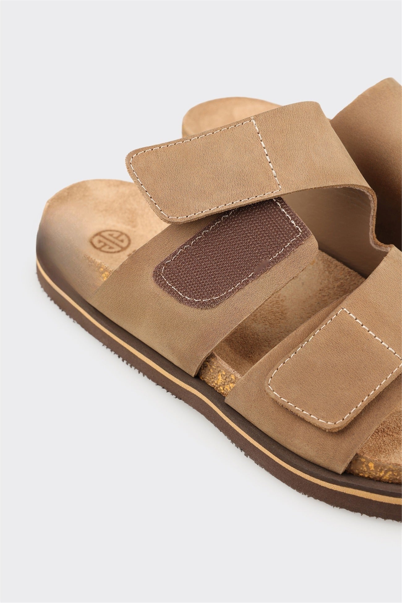 Taupe Leather Men's Mule
