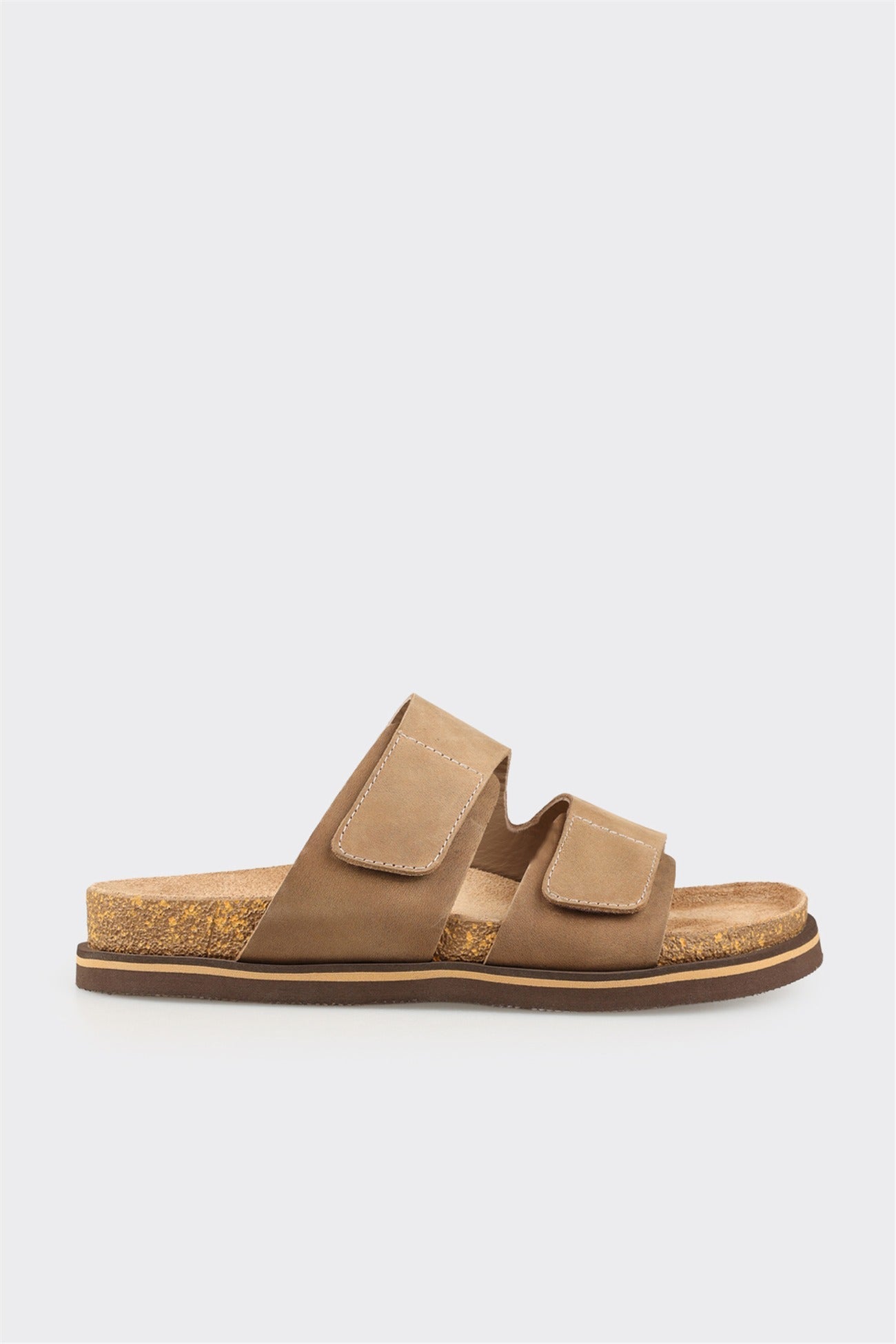 Taupe Leather Men's Mule