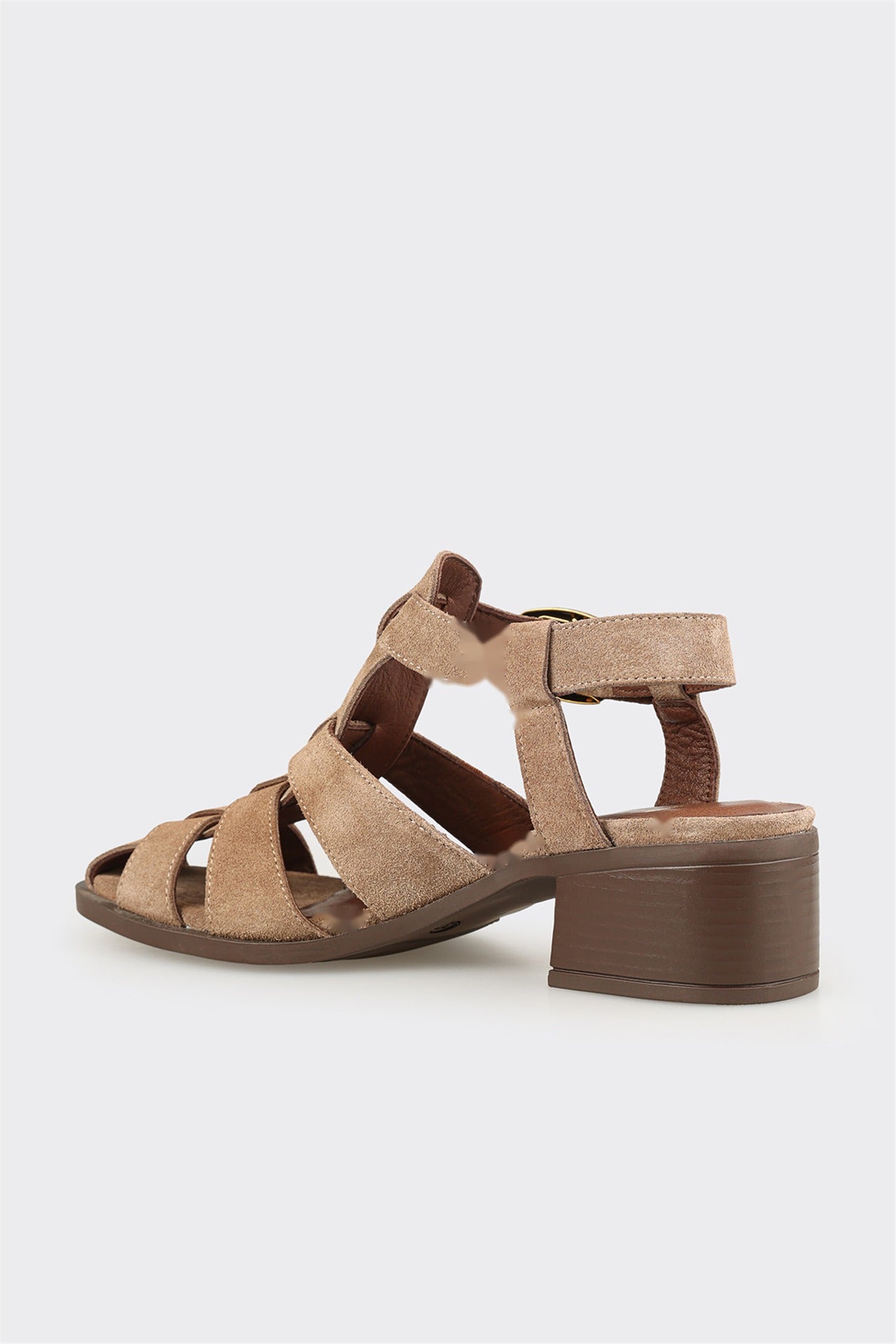 Taupe Leather Women's Flat Sandal
