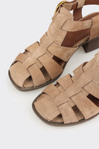 Taupe Leather Women's Flat Sandal
