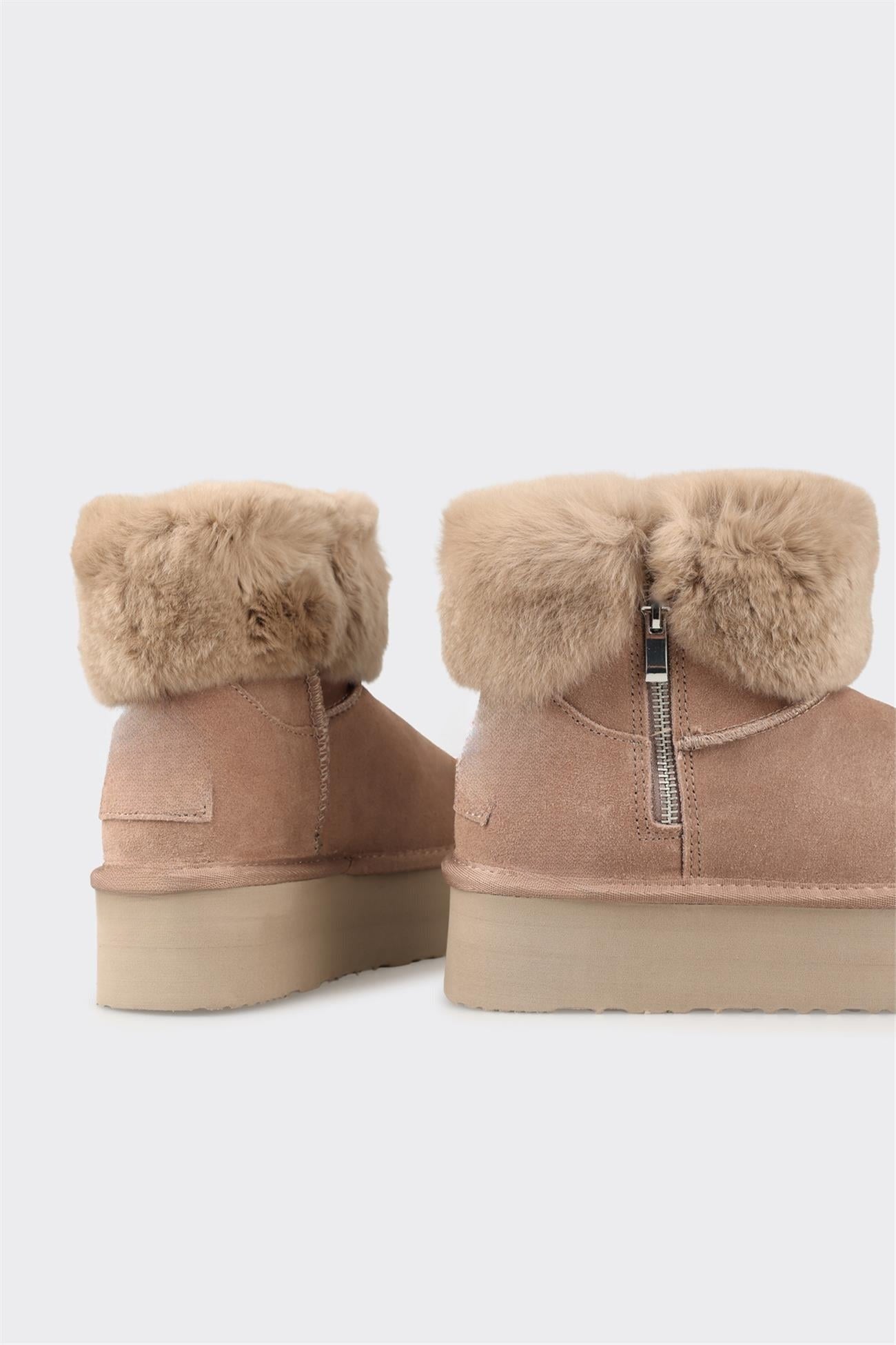 Taupe Leather Women's Casual Boot