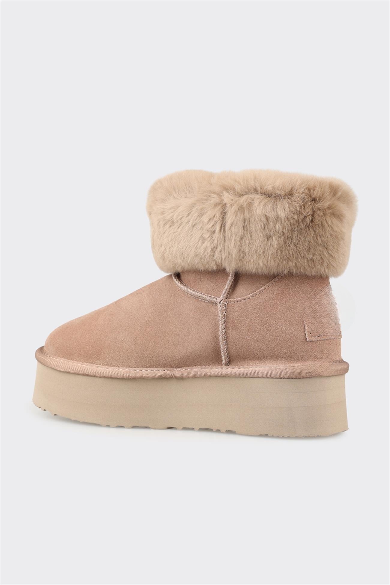 Taupe Leather Women's Casual Boot