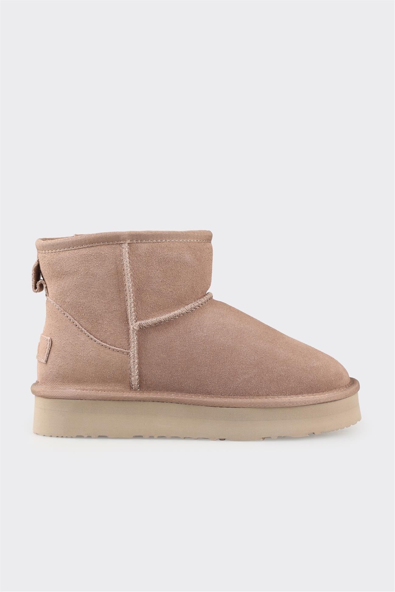 Taupe Leather Women's Casual Boot