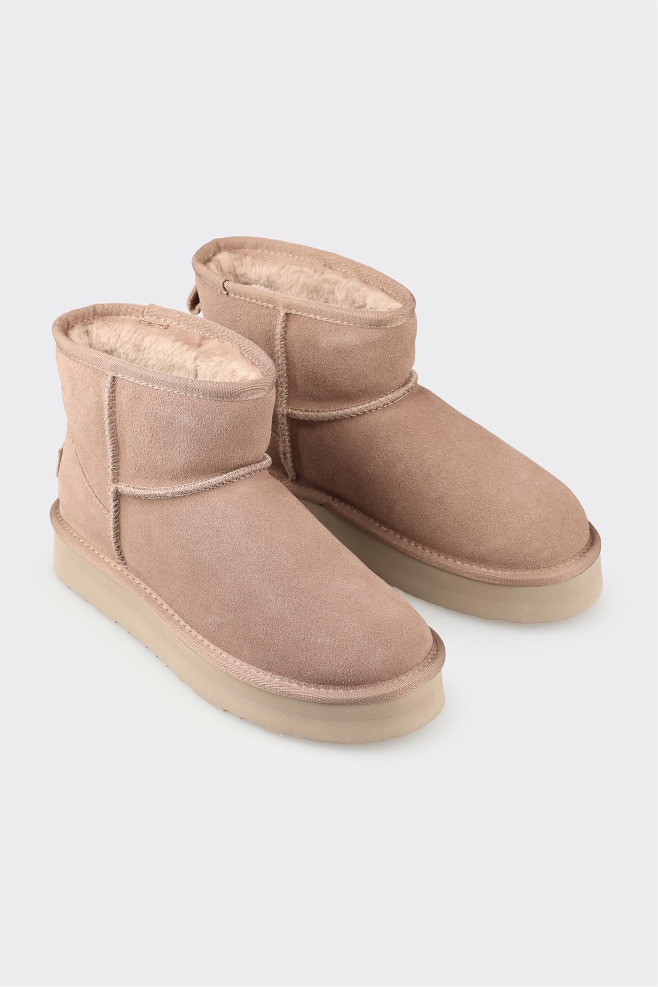 Taupe Leather Women's Casual Boot